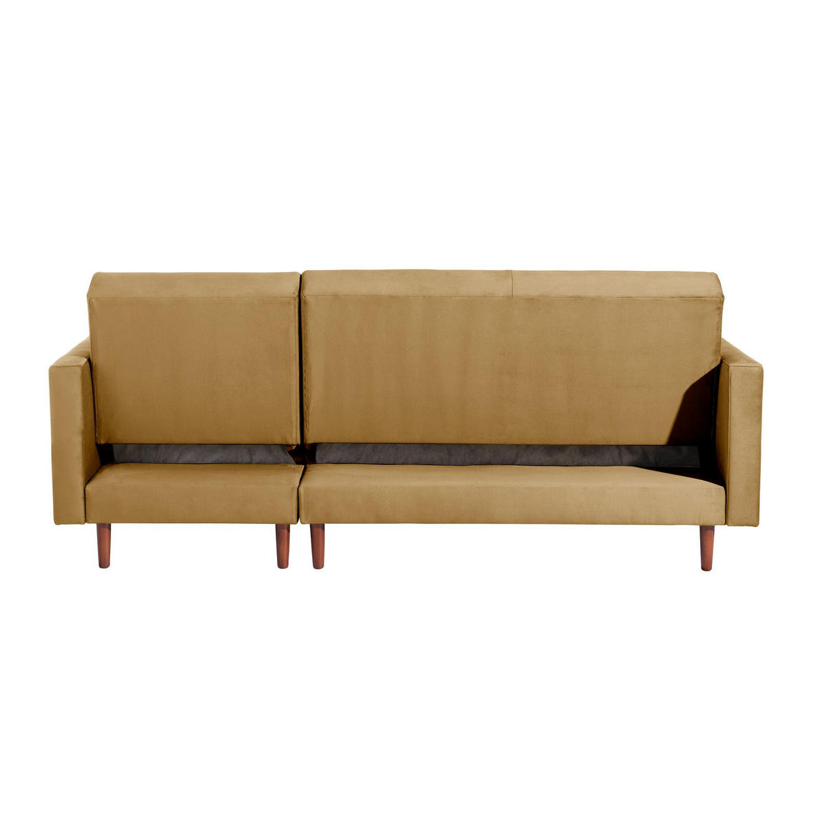 FUNKTIONSSOFA mit Hocker Katunia Samtvelours mais - Currygelb, Kunststoff (222/92/144cm) - 58aufmkessel