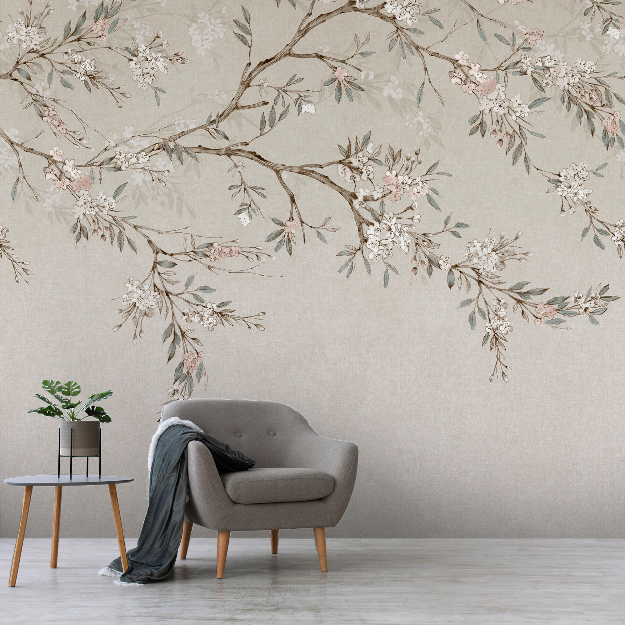 FOTOTAPETE Blossom Trail - Naturfarben, Papier/Kunststoff (280/300cm) - Art for the Home