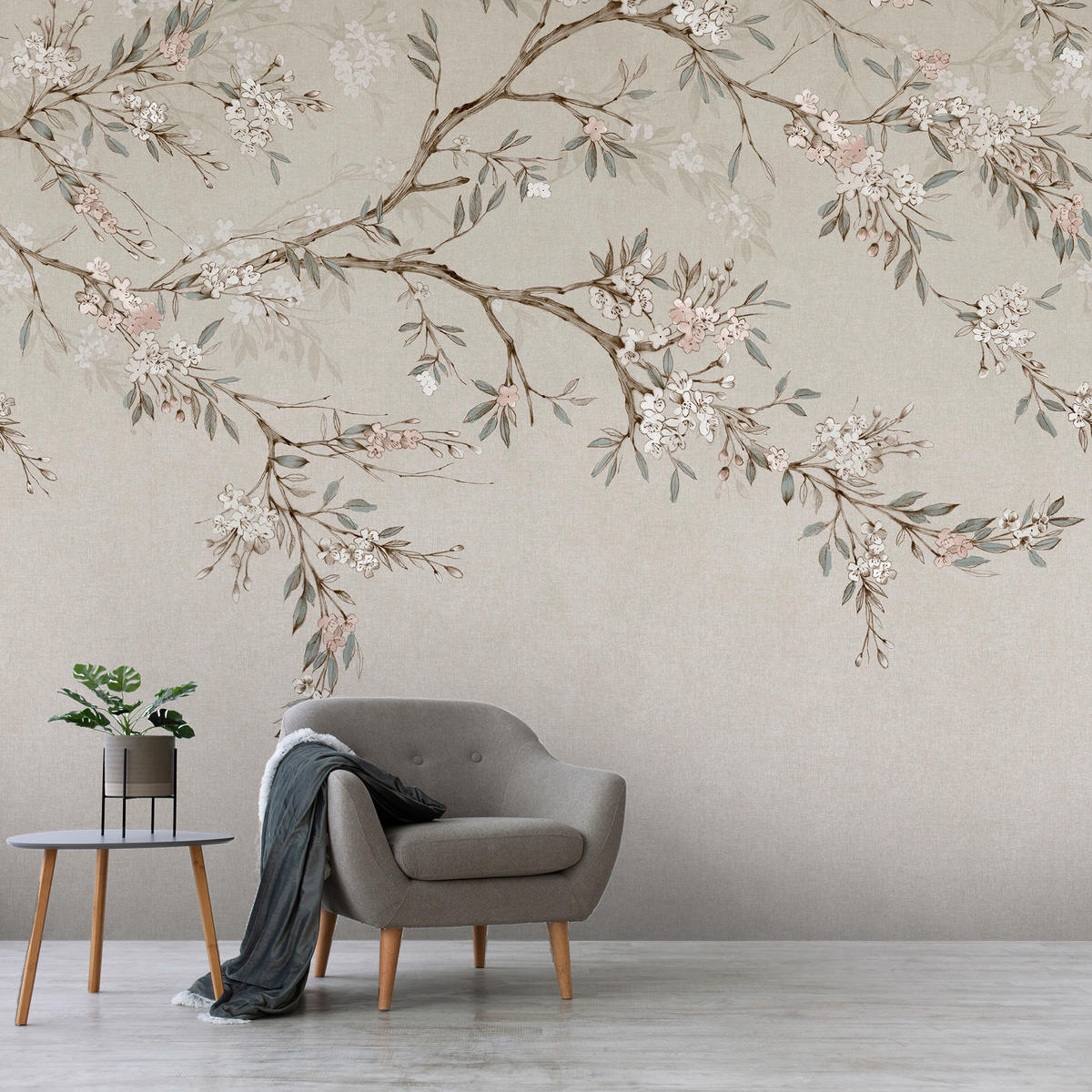 FOTOTAPETE Blossom Trail - Naturfarben, Papier/Kunststoff (280/300cm) - Art for the Home