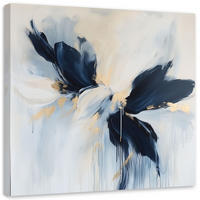 LEINWANDBILD Moderne Abstraktion Blau Gold 50x50cm - Blau, Textil (50/50cm) - Feeby