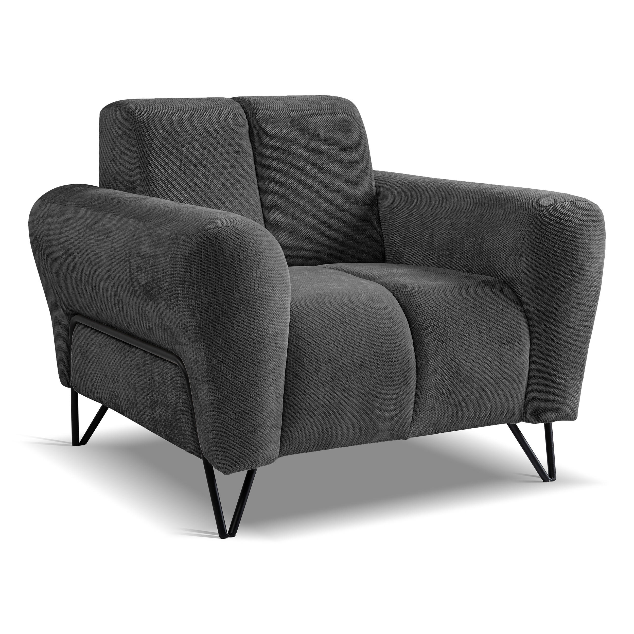 RELAXSESSEL Volare mit Metallbeinen Anthrazit - Anthrazit/Schwarz, Textil/Metall (100/83/98cm) - Beautysofa