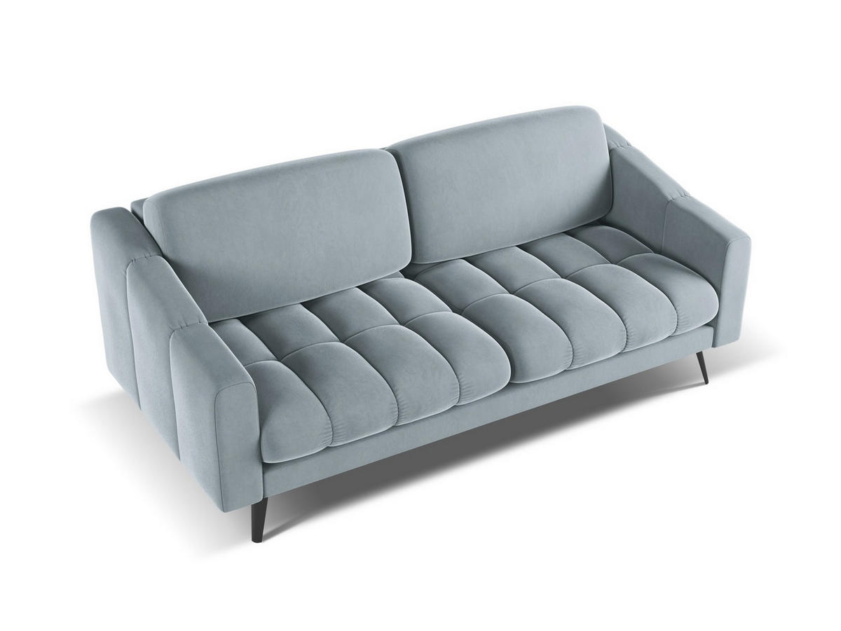 3-SITZER SOFA Samt Stoff Blau - Blau/Schwarz, Textil/Metall (202/80/95cm) - Makamii