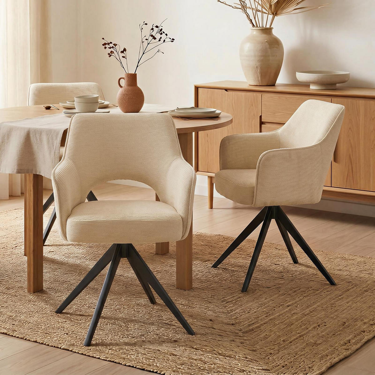 ESSZIMMERSTÜHLE FLORENCE 2er-Set cremeweiß - Creme, Textil (56/86/59cm) - IDIMEX