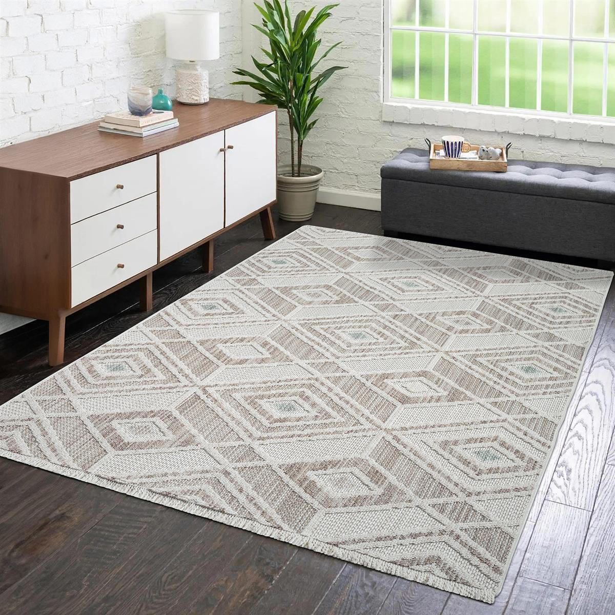 KURZFLOR-TEPPICH Lindo 8875 Grün 80x150 cm - Beige/Grün, Textil (80/150cm) - carpet city