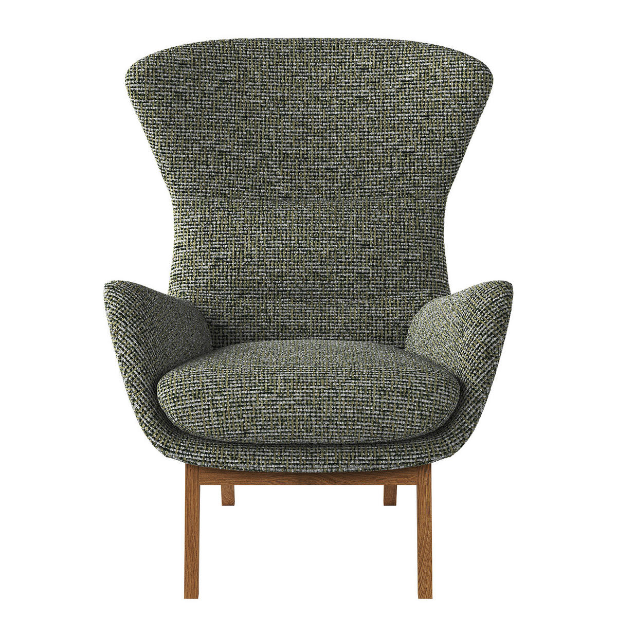 SESSEL mit Holzfüßen - Eichefarben/Grün, Eichenholz/Holz (84/99/96cm) - home24