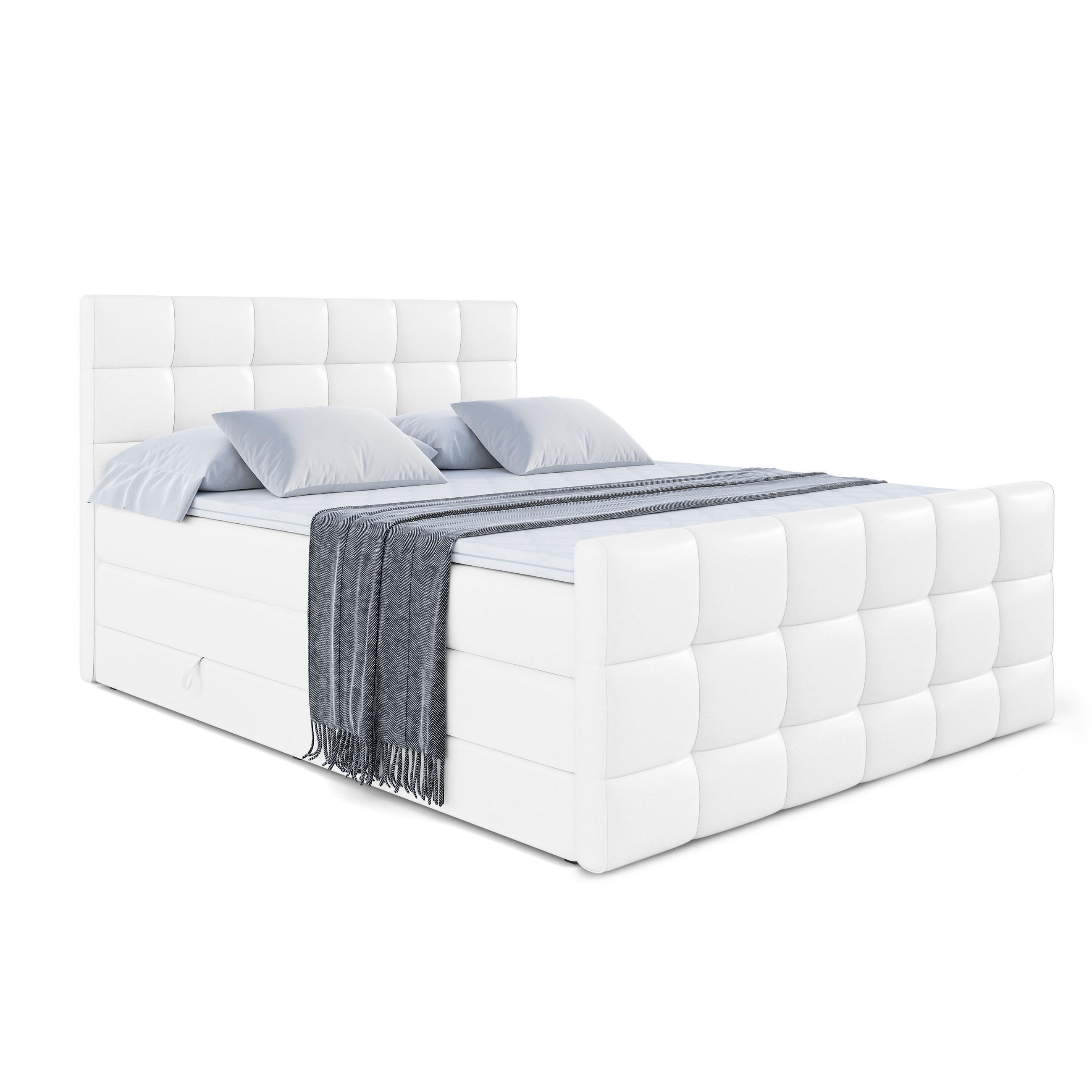 BOXSPRINGBETT APO-Z KING - 180 x 200 - H3/H4 - Weiß Hochglanz - Weiß, Holzwerkstoff (180/200cm) - ALTDECOR