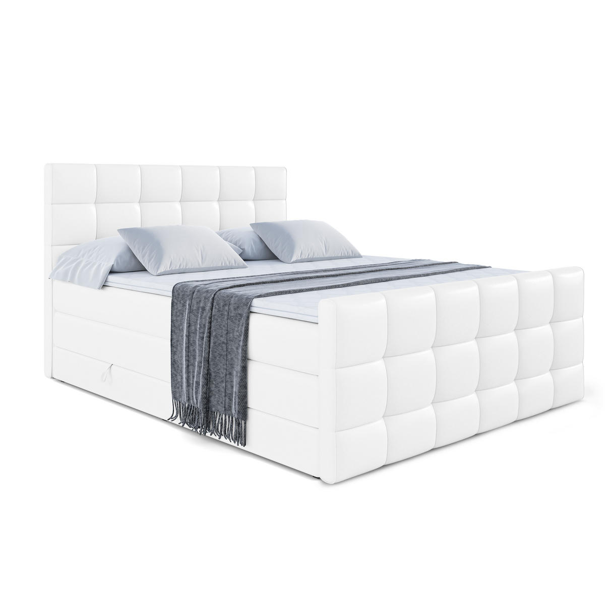 BOXSPRINGBETT APO-Z KING - 180 x 200 - H3/H4 - Weiß Hochglanz - Weiß, Holzwerkstoff (180/200cm) - ALTDECOR