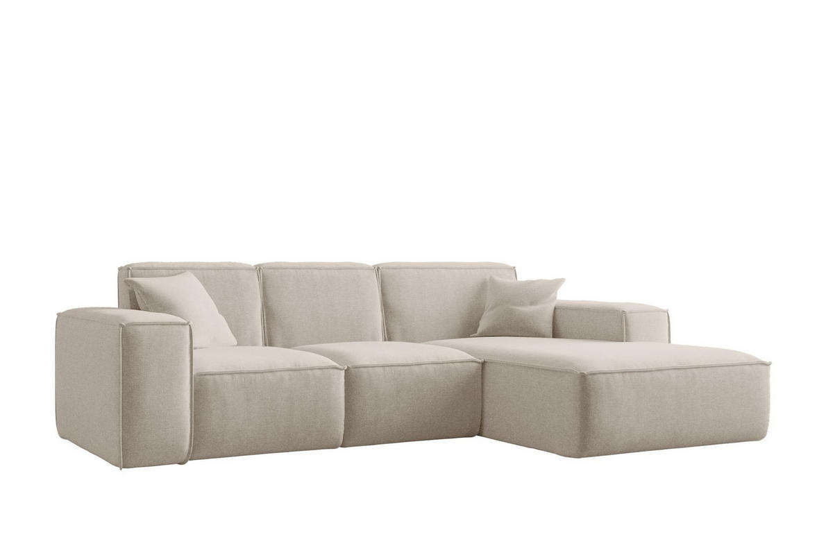ECKSOFA L-Form Siena Stoff Maloy Beige Rechts - Beige, Holz (266/165cm) - Kaiser Möbel
