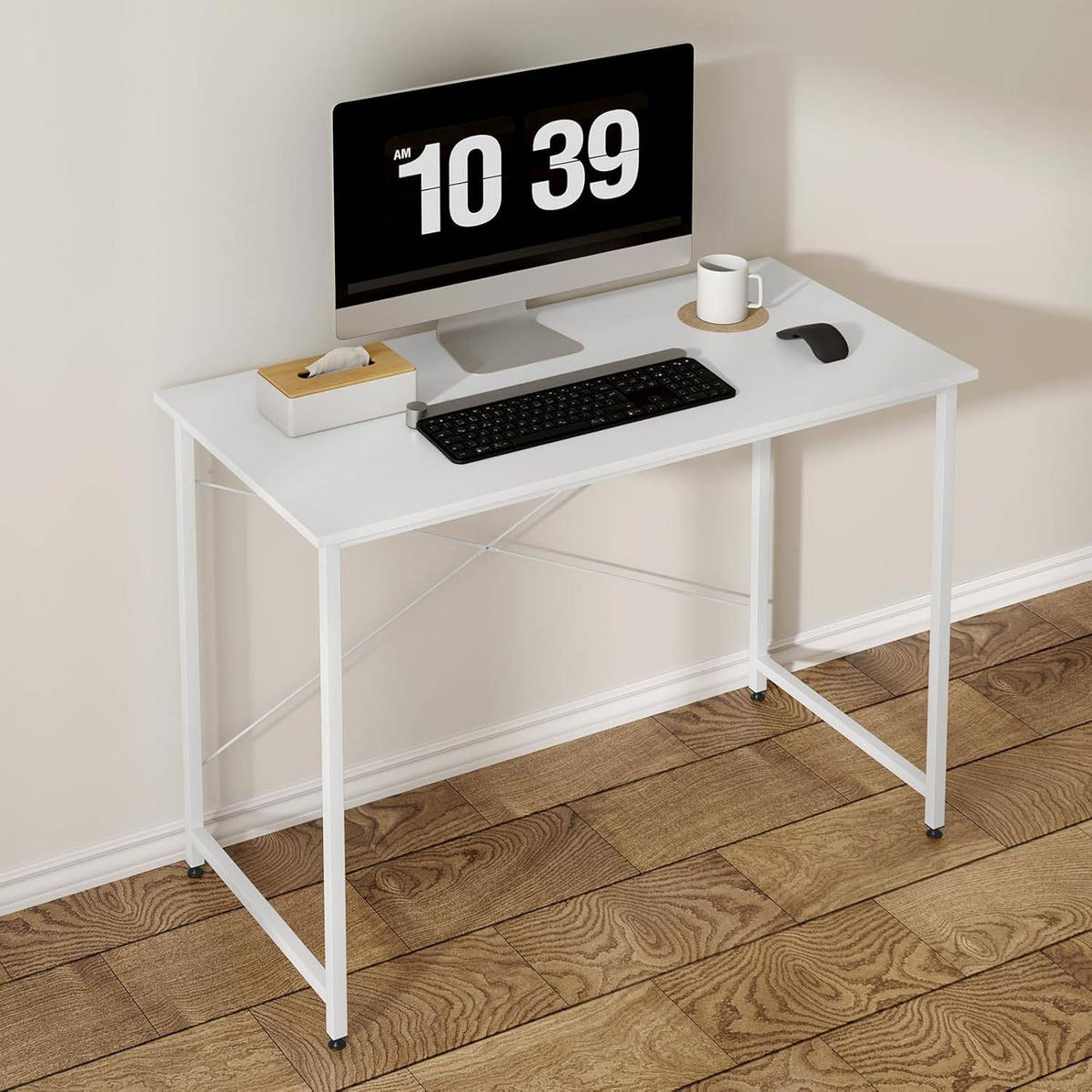 SCHREIBTISCH 100x50x75 cm, Weiß - Weiß, Holzwerkstoff/Metall (50/100/75cm) - Woltu