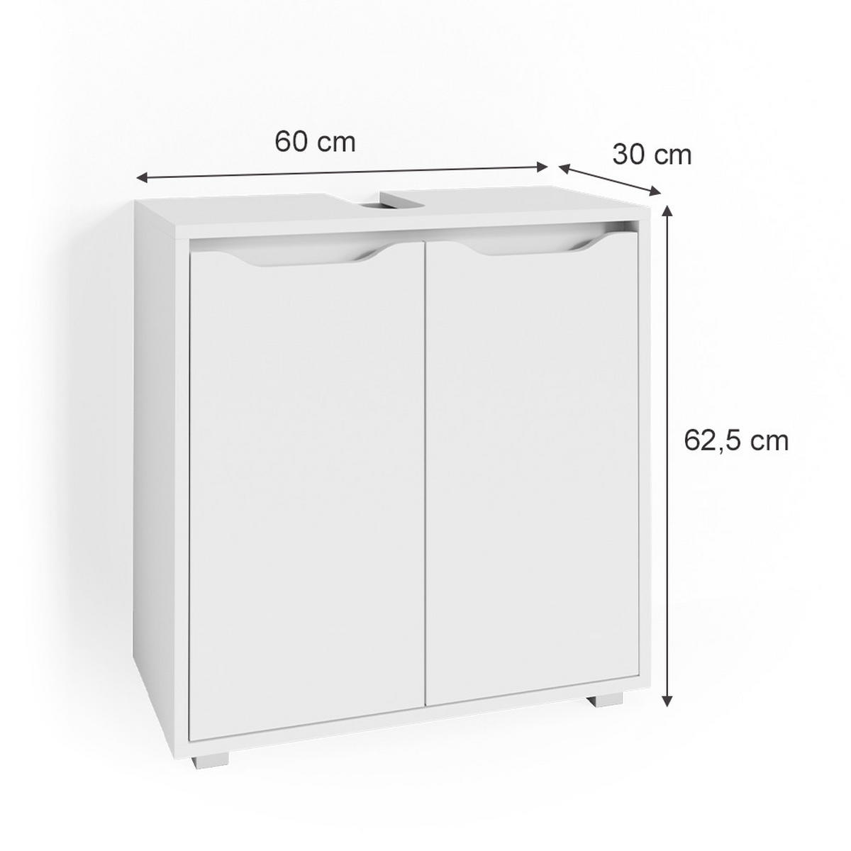 WASCHBECKENUNTERSCHRANK Ruben Weiß 60 x 62.5 cm - Weiß, Holzwerkstoff (60/62.5/30cm) - Vicco