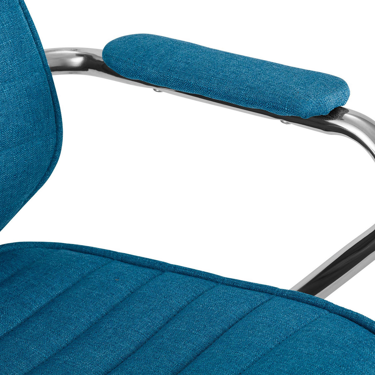 CHEFSESSEL Stoff Blau - Chromfarben/Blau, Textil/Metall (60/117/67cm) - CLP