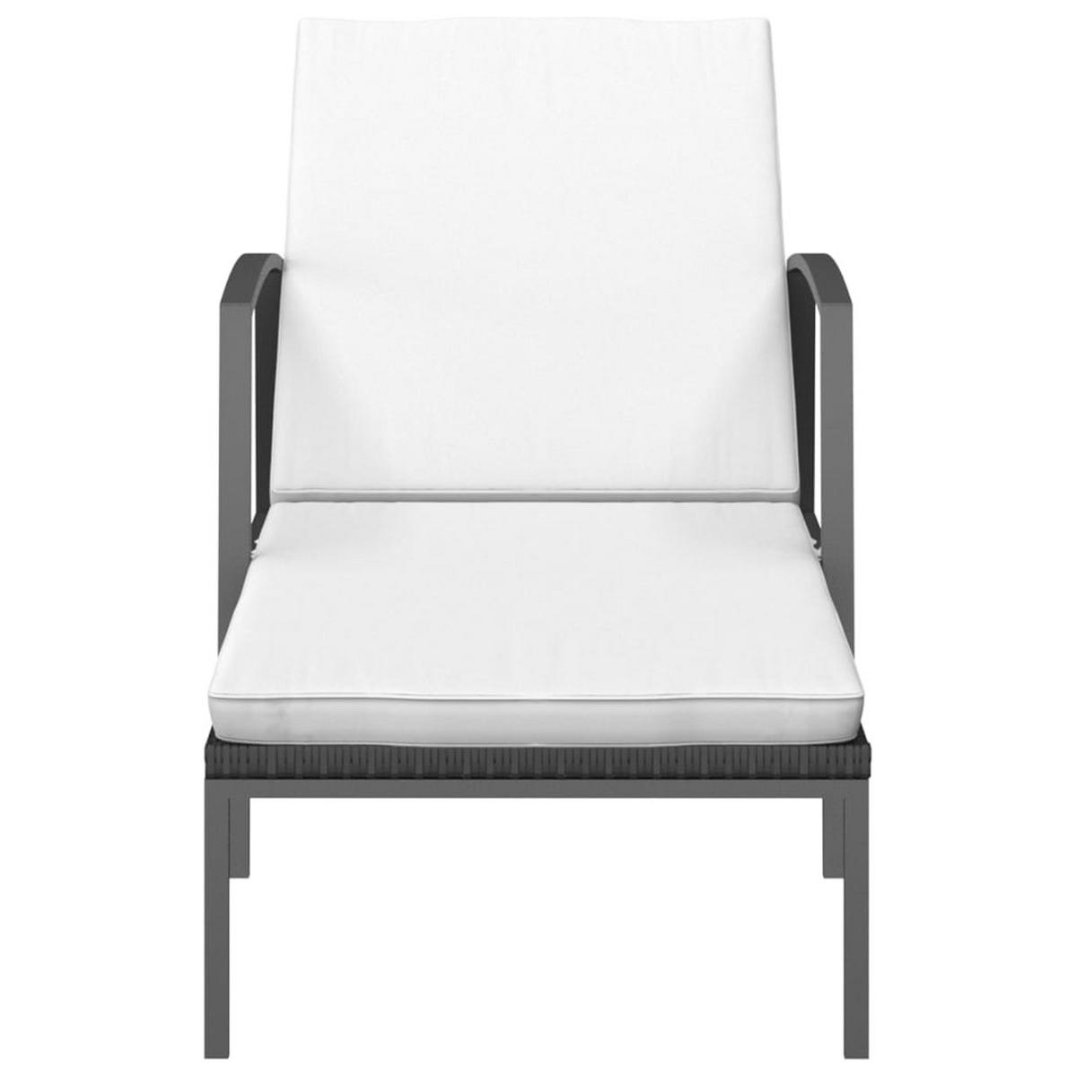 SONNENLIEGE mit Auflage Poly Rattan Schwarz - Schwarz, Kunststoff (60/95/195cm) - furnicato