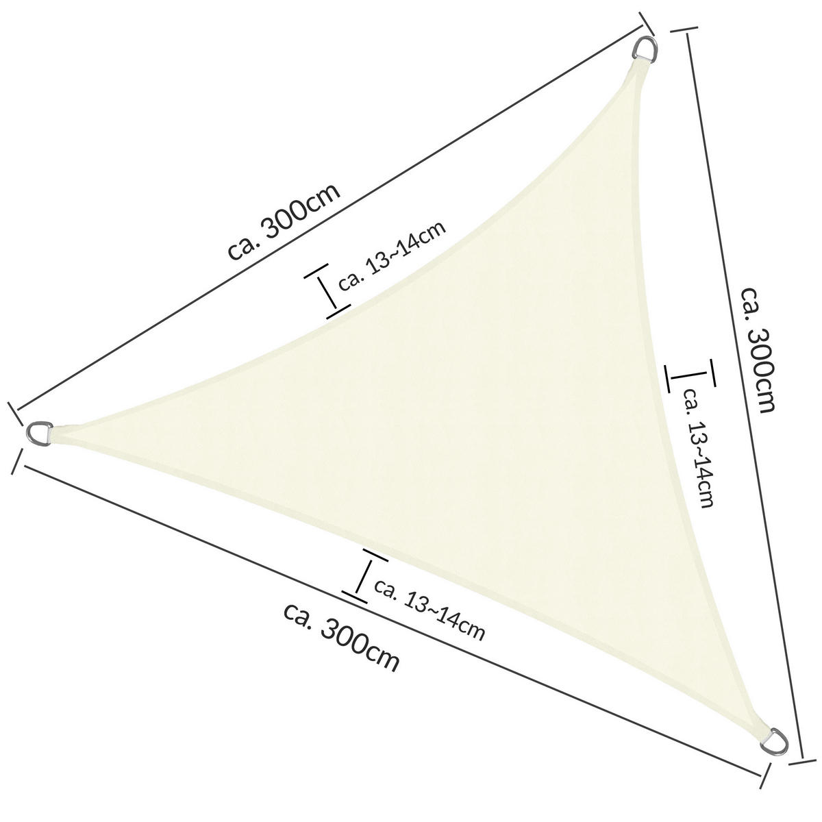 SONNENSEGEL SolVision PS9 300/300/300 cm dreieckig Creme PE - Creme, Kunststoff (300/300cm) - Sol Royal
