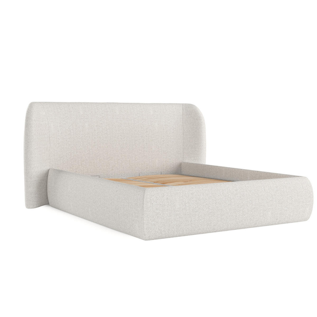 POLSTERBETT Bellano mit Stauraum 200/200 cm Hellbeige im Riva Stoff - Beige/Schwarz, Holz/Holzwerkstoff (200/200cm) - AltaBeds