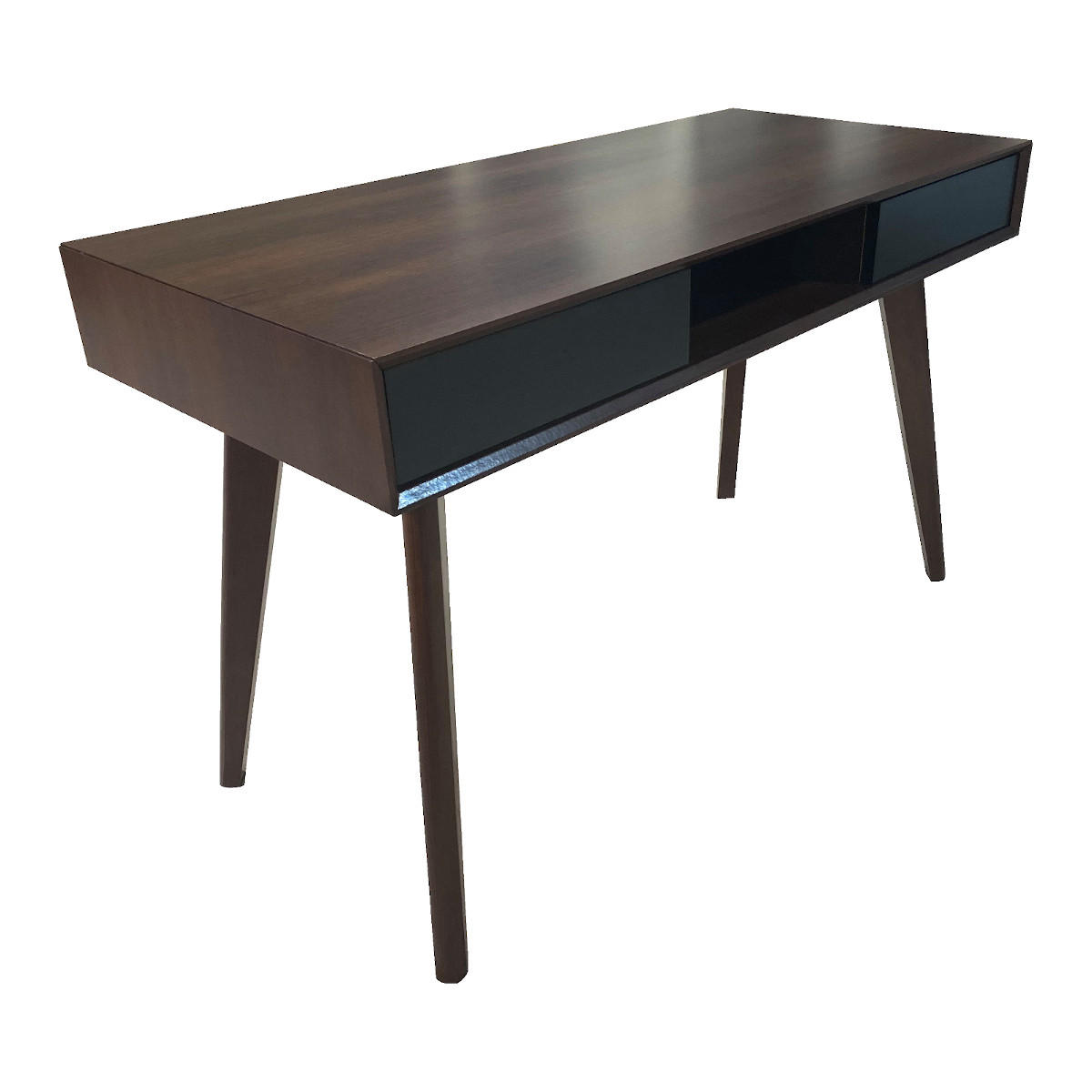 SCHREIBTISCH RETRO in Holzoptik mit Schubladen Dunkelbraun - Braun, Holz (120/55/75cm) - SVITA