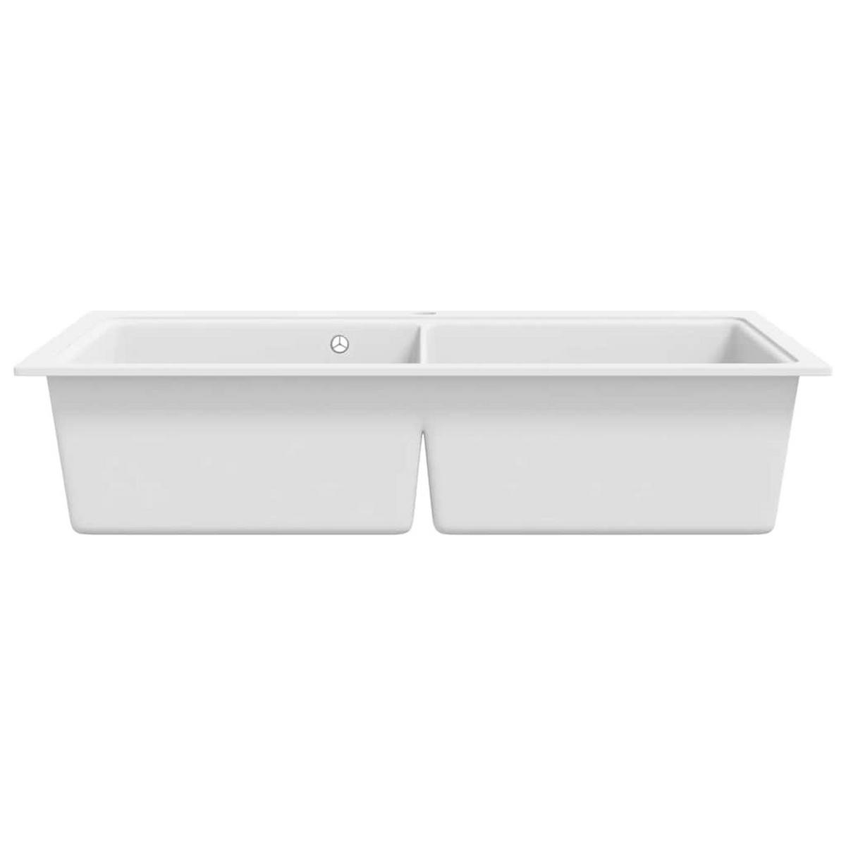 SPÜLE Granit Doppelbecken Weiss - Weiß, Stein (51/51/86cm) - vidaXL