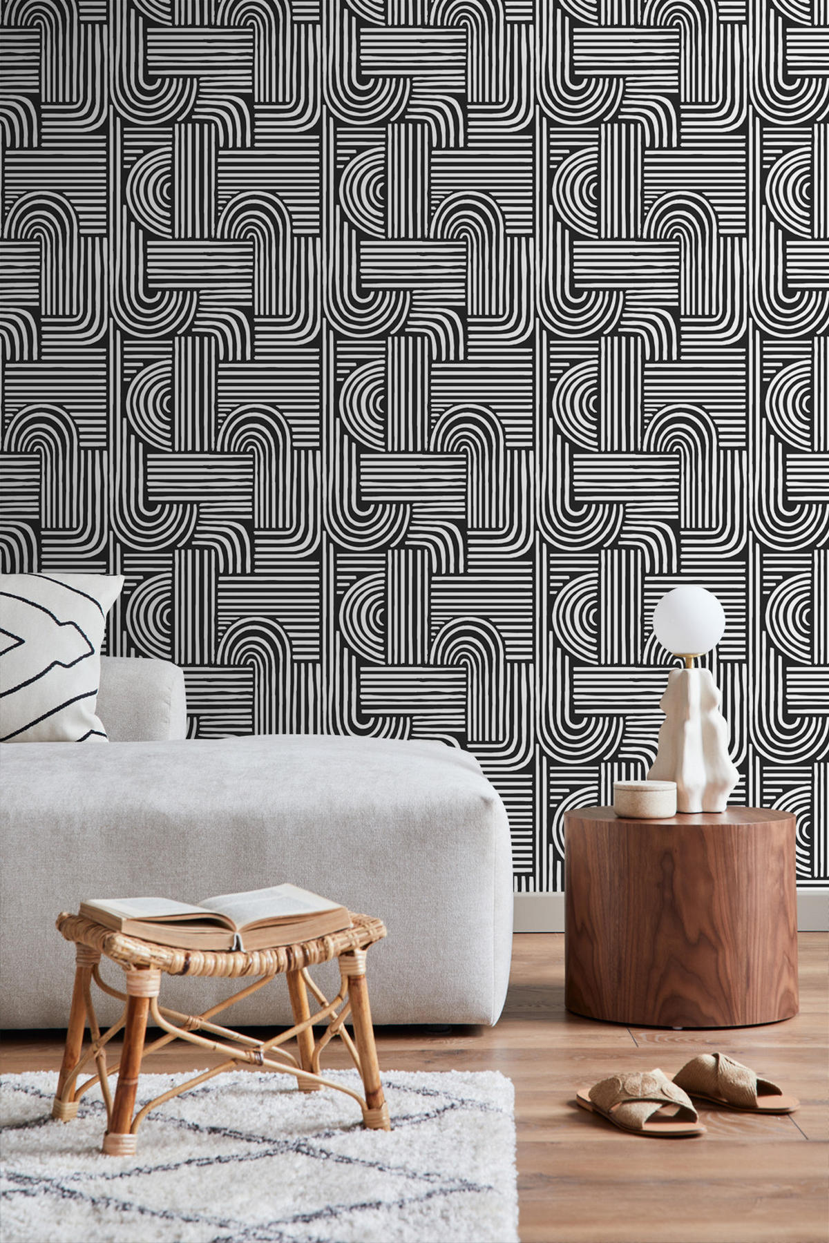 TAPETE 3D-Muster 53 cm x 10.05 m - Schwarz, Papier (53/1000cm) - ESTAhome