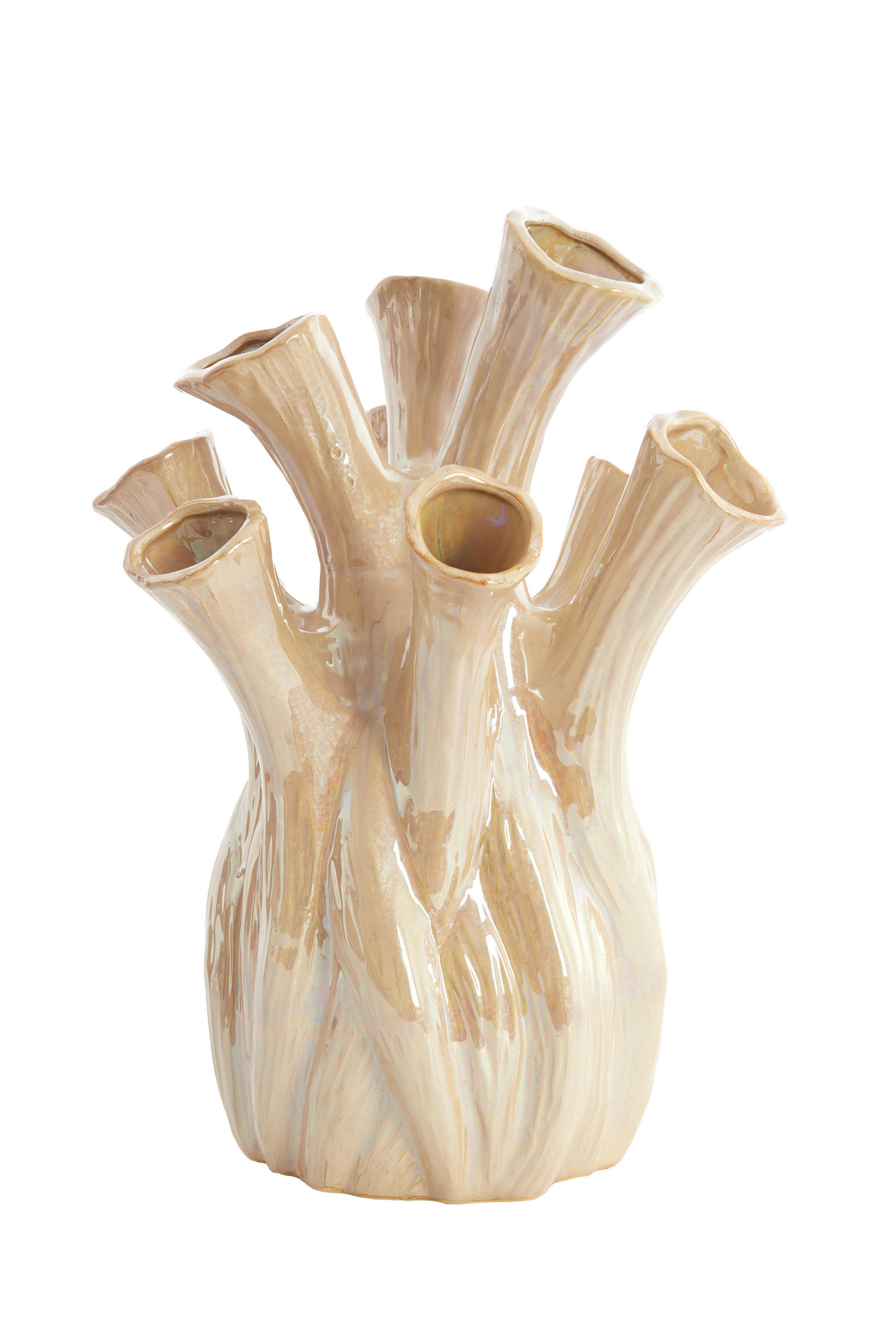 VAZE Lyset Braun 28.5/28.5/34.5 cm - Braun, Keramik (34.5cm) - Light & Living