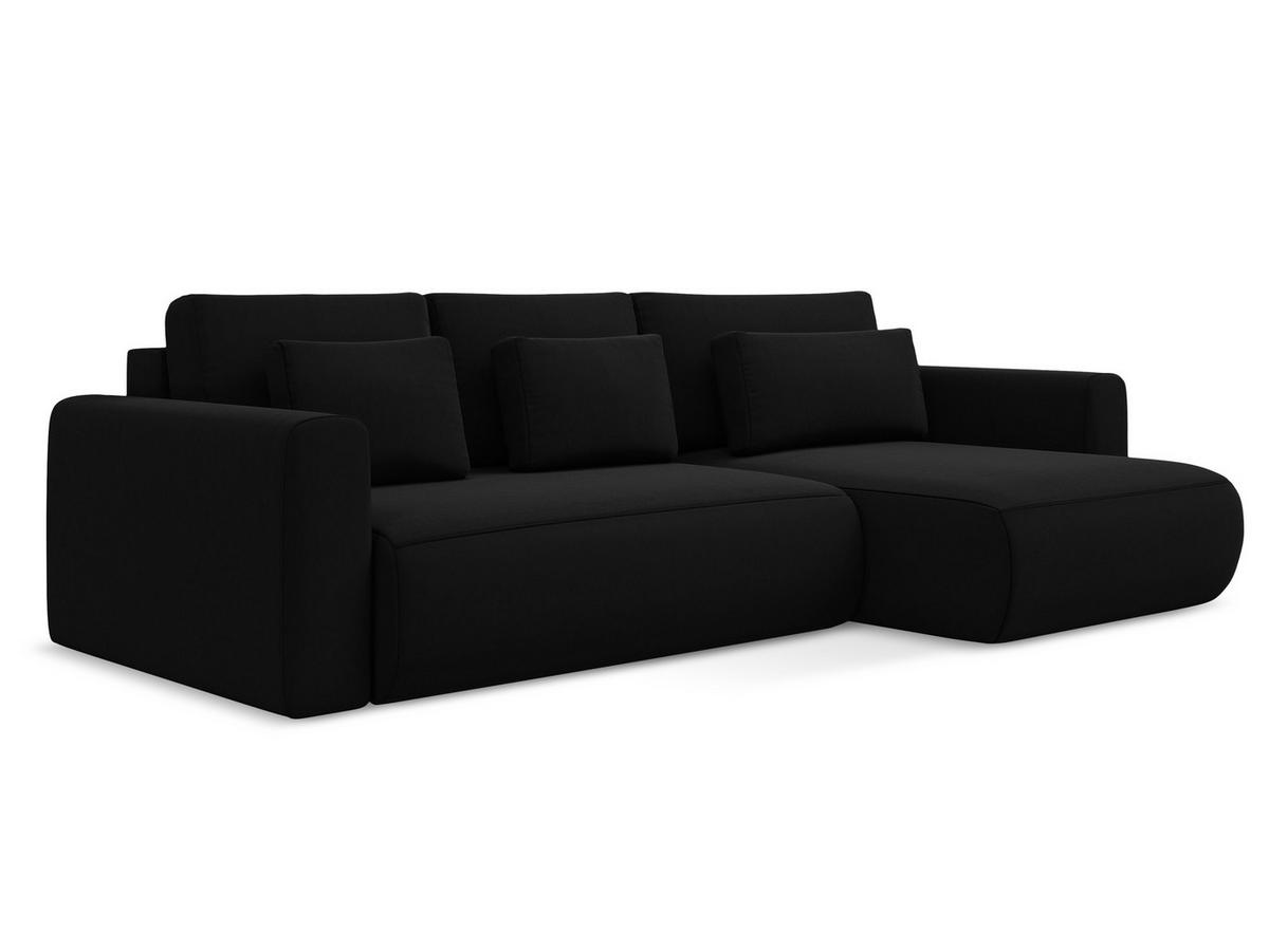 ECKSOFA mit Schlaffunktion Samt Stoff Schwarz - Schwarz, Kunststoff/Textil (278/149cm) - Makamii