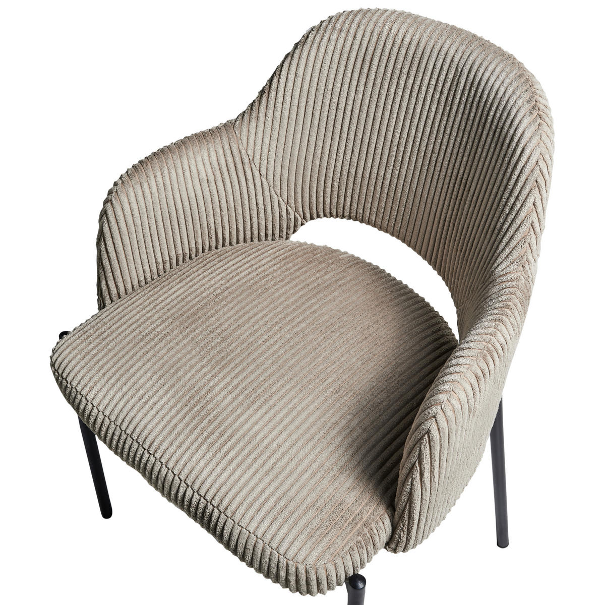 ESSZIMMERSTUHL 2er-Set Cord Taupe Raton - Taupe, Textil (53/81/55cm) - Beliani