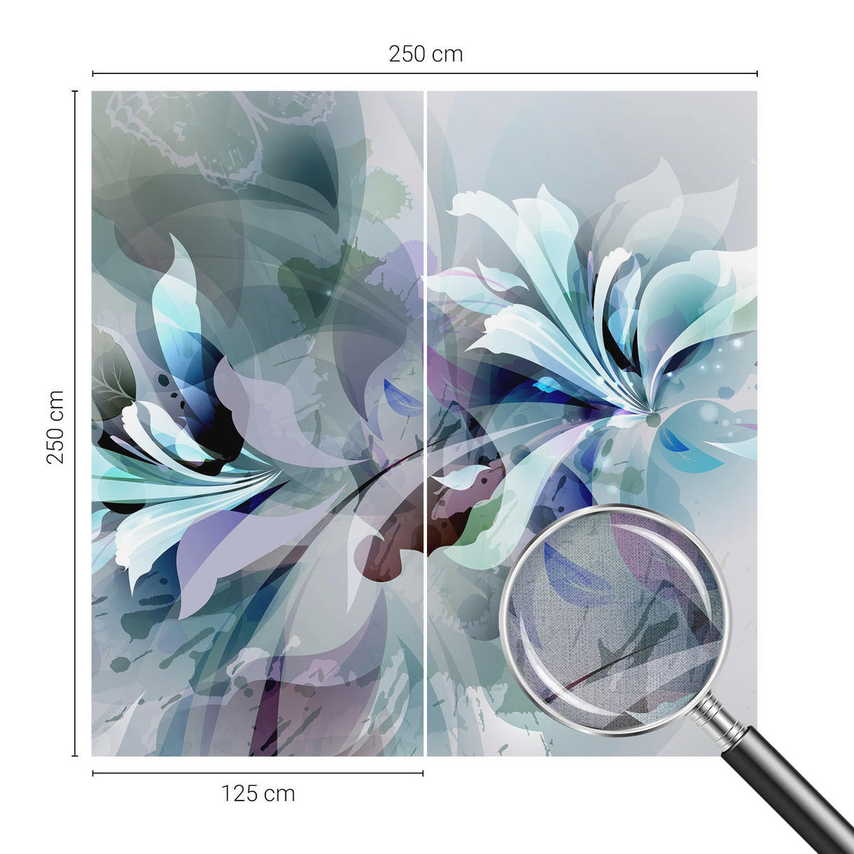 FOTOTAPETE 250x250 cm - Florale Abstraktion - Grün, Textil (250/250cm) - Wallfluent