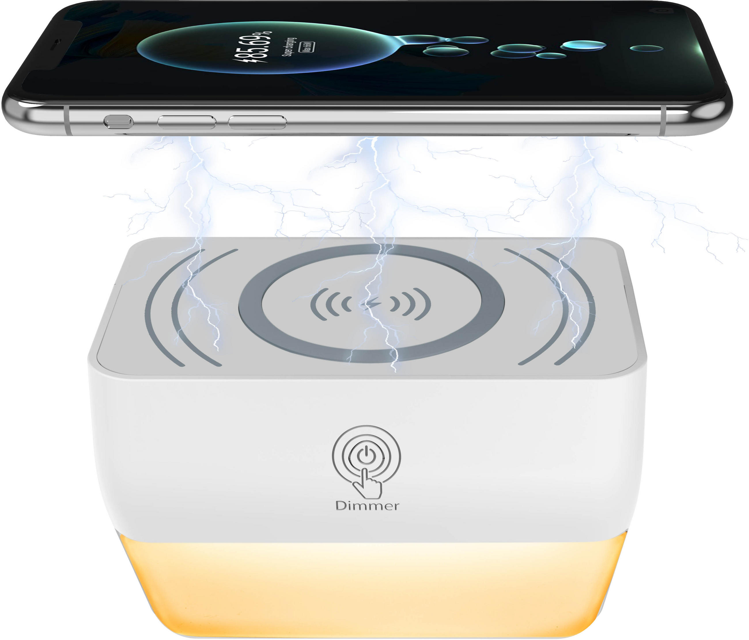LED-NACHTLICHT - mit Farbwechsel, Touch-Dimmer und induktiver Ladeschale für Smartphones - Weiß, Kunststoff (11/12/9.4cm) - Northpoint