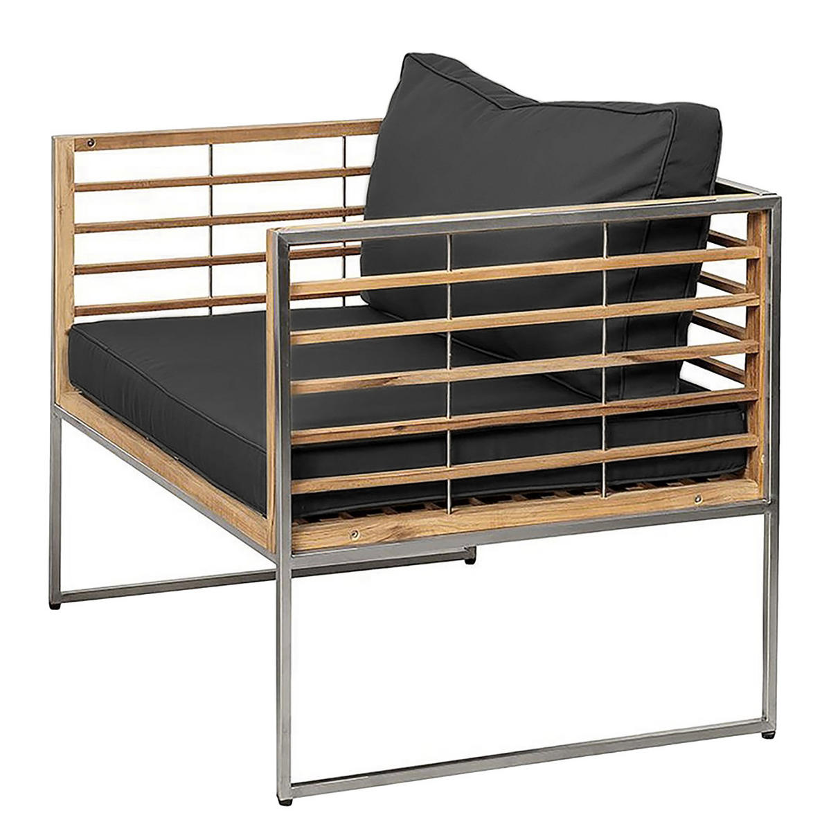 LOUNGESET - 6-teilig - Webstoff / Teak massiv - Anthrazit, Holz/Textil - home24