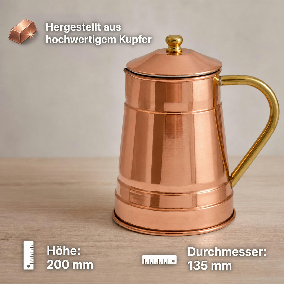 WASSERKOCHER - Kupferfarben, Metall (13.5/20/13.5cm) - ich-zapfe