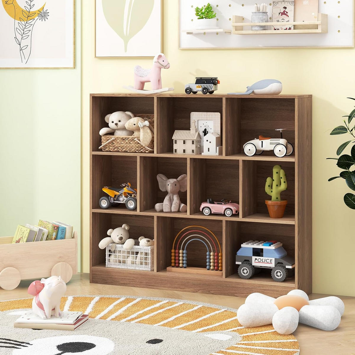 BÜCHERREGAL Braun - Braun, Holzwerkstoff (24/104/120cm) - COSTWAY