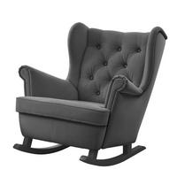 SCHAUKELSESSEL SCANDI Holzfüße, Samt Graphit - Dunkelgrau, Holz/Textil (75/97/60cm) - Idohome
