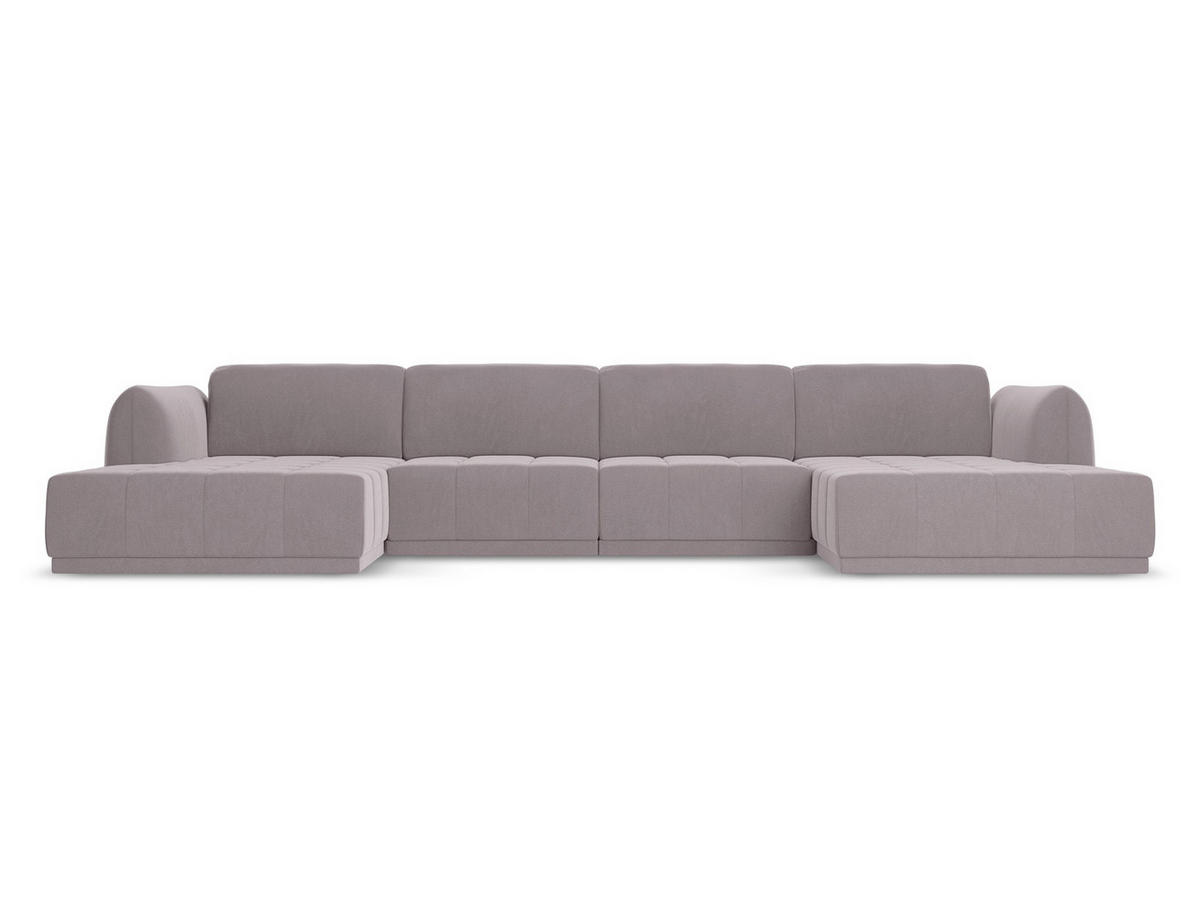 WOHNLANDSCHAFT Samt Stoff Violett - Lila/Flieder, Kunststoff/Textil (370/74/170cm) - Makamii