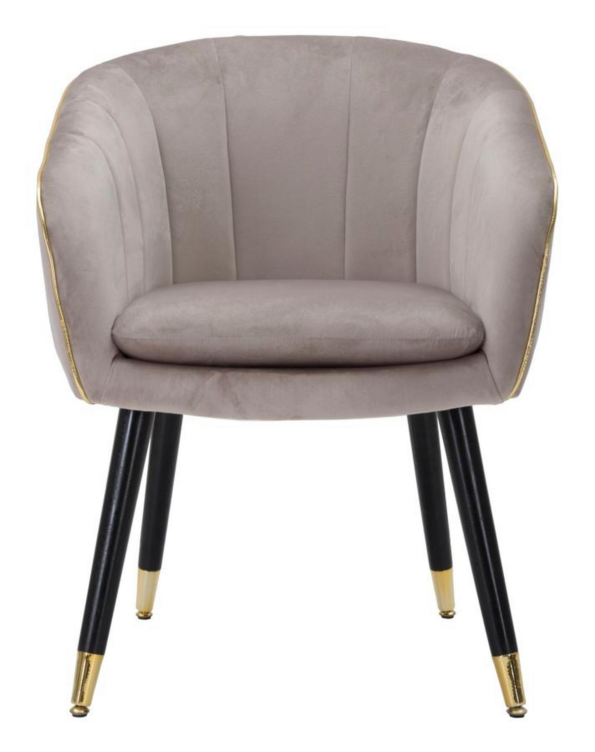 SESSEL Paris Grigia, grau, schwarz und goldfarben, Polyester, Kiefernholz und Metall, 62 x 58 x 78 cm - Goldfarben/Schwarz, Holz/Kunststoff (62/78/58cm) - Mauro Ferretti
