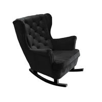 SCHAUKELSESSEL mit gepolstertem Sitz und Armlehnen, 102x81x95 cm, Schwarz_29861 - Schwarz, Holz/Textil (81/102/95cm) - DomoHome