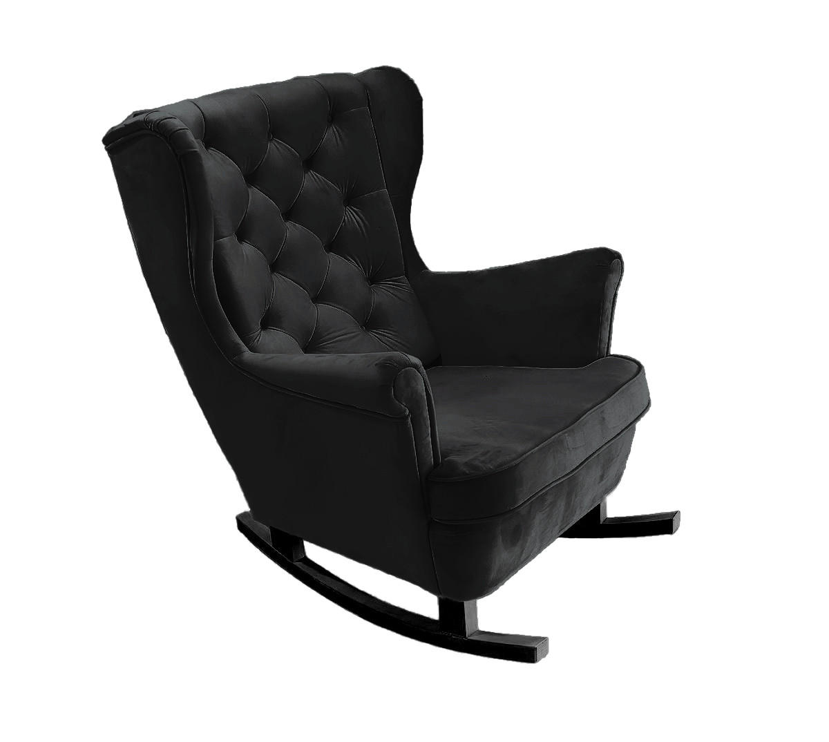 SCHAUKELSESSEL mit gepolstertem Sitz und Armlehnen, 102x81x95 cm, Schwarz_29861 - Schwarz, Holz/Textil (81/102/95cm) - DomoHome