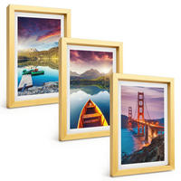 BILDER SET 3er Set - 20x30 cm Goldrahmen - Bergblick auf den See und die Brücken - Goldfarben, Kunststoff (20/30cm) - TULUP