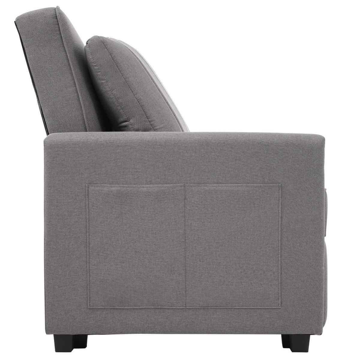 SCHLAFSOFA aus Leinenstoff 127x75x94 cm Antikgrau mit Schlaffunktion, 3-fach verstellbarer Rückenlehne und 2 Kissen - Grau, Kunststoff (75/94/127cm) - Modfu