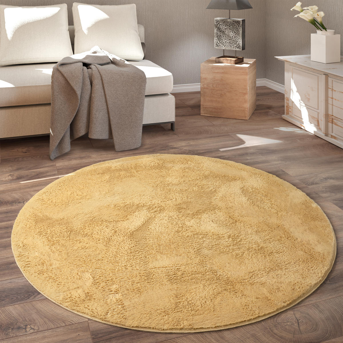 HOCHFLORTEPPICH 200/200 cm Soft 380 - Gelb, Textil (200/200cm) - Paco Home