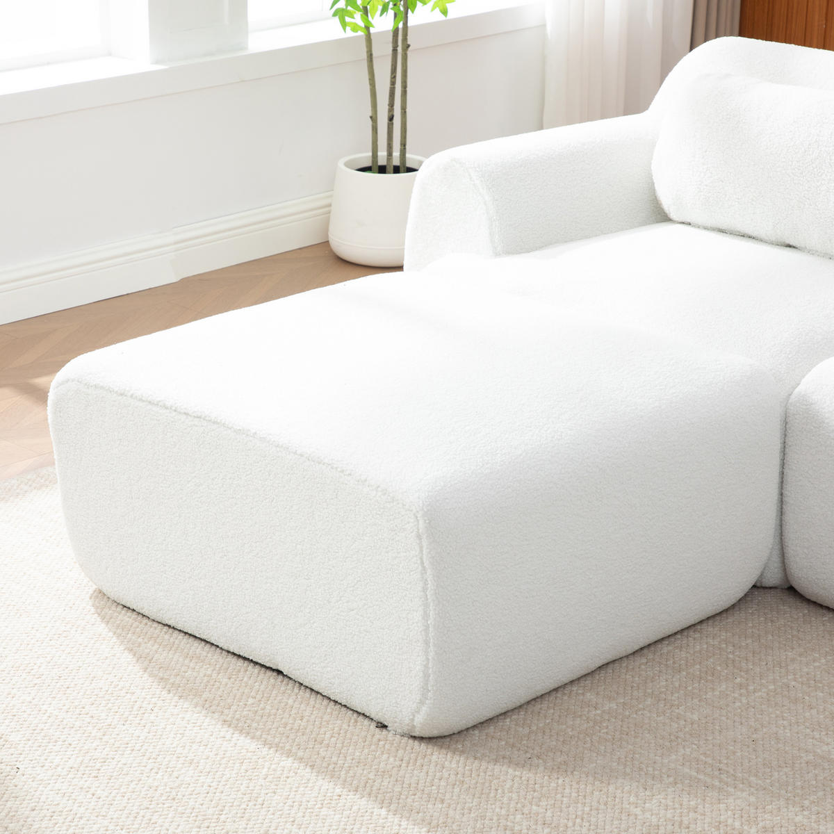 ECKSOFA Chenille Elfenbein ohne Montage - Beige, Textil (271/177cm) - WISHDOR
