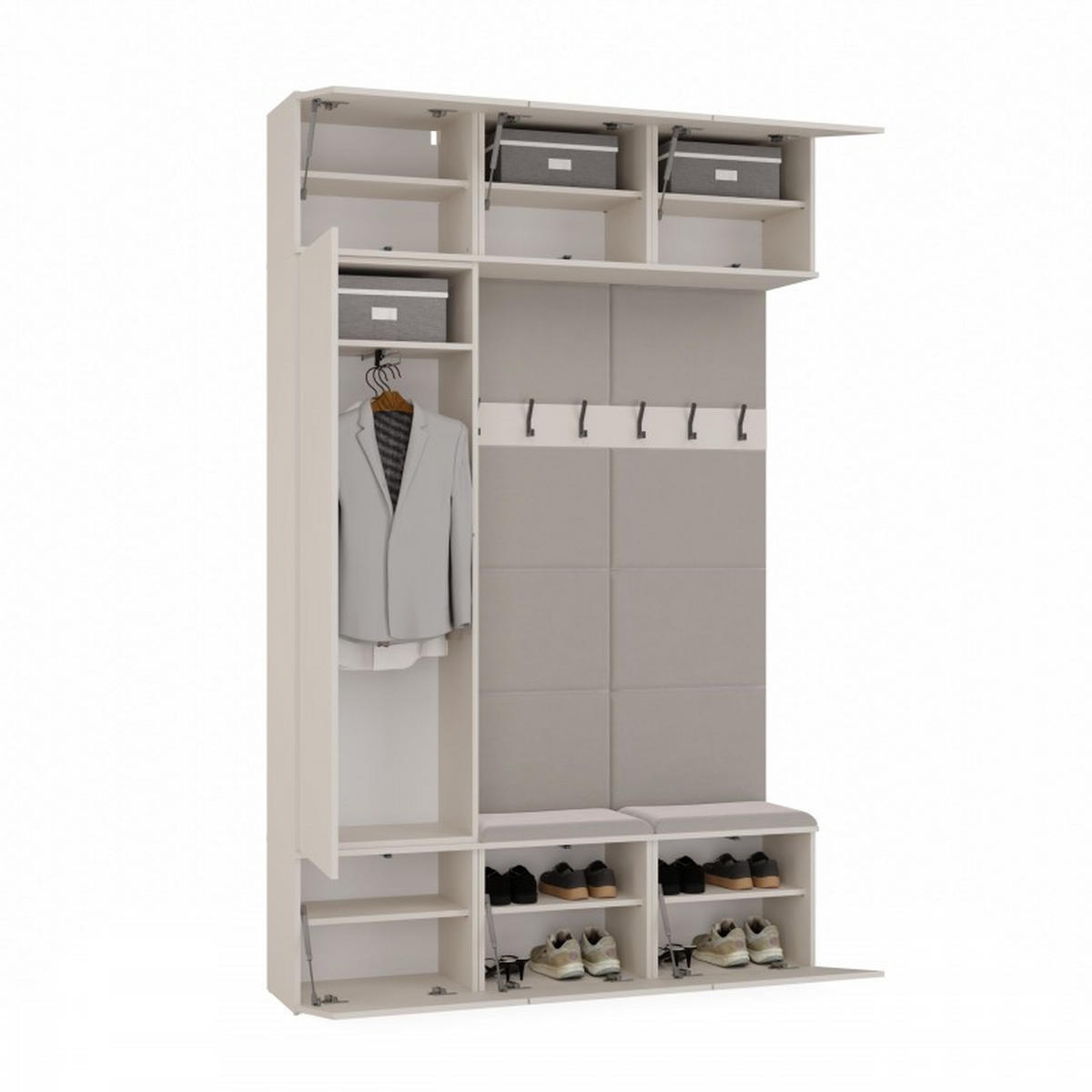 DULAP modern, set de dulapuri: dulap pentru haine și dulap pentru pantofi „cașmir” 150/238/35 - cașmir, compozit lemnos (150/238/35cm) - RAUMHIRSCH FURNITURE