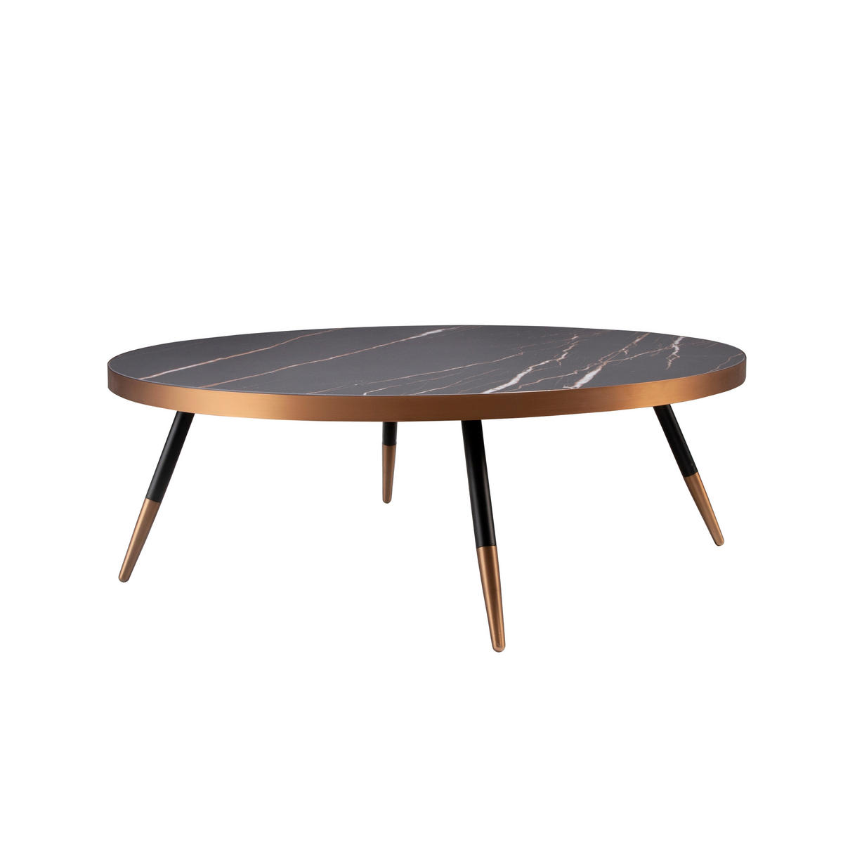 COUCHTISCH Runder Schwarz , Bronze 90/90/30 cm - Schwarz/Bronzefarben, Stein/Metall (90/90/30cm) - ANGEL CERDA
