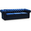 SCHLAFSOFA Chester 3-Sitzer, im Chesterfield-Stil, Dunkelblau - Wengefarben/Dunkelblau, Textil (252/82/92cm) - Beautysofa