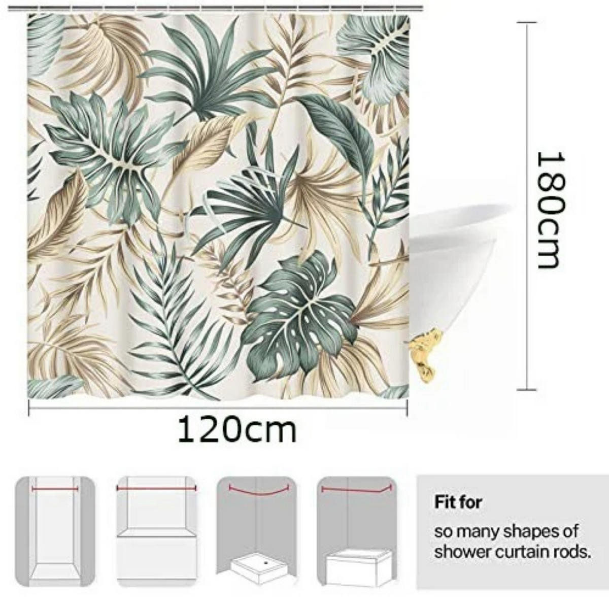 DUSCHVORHANG Polyester maschinenwaschbar Dekoration Badezimmer mit Haken - Multicolor, Textil (120/180cm) - MCBOSON