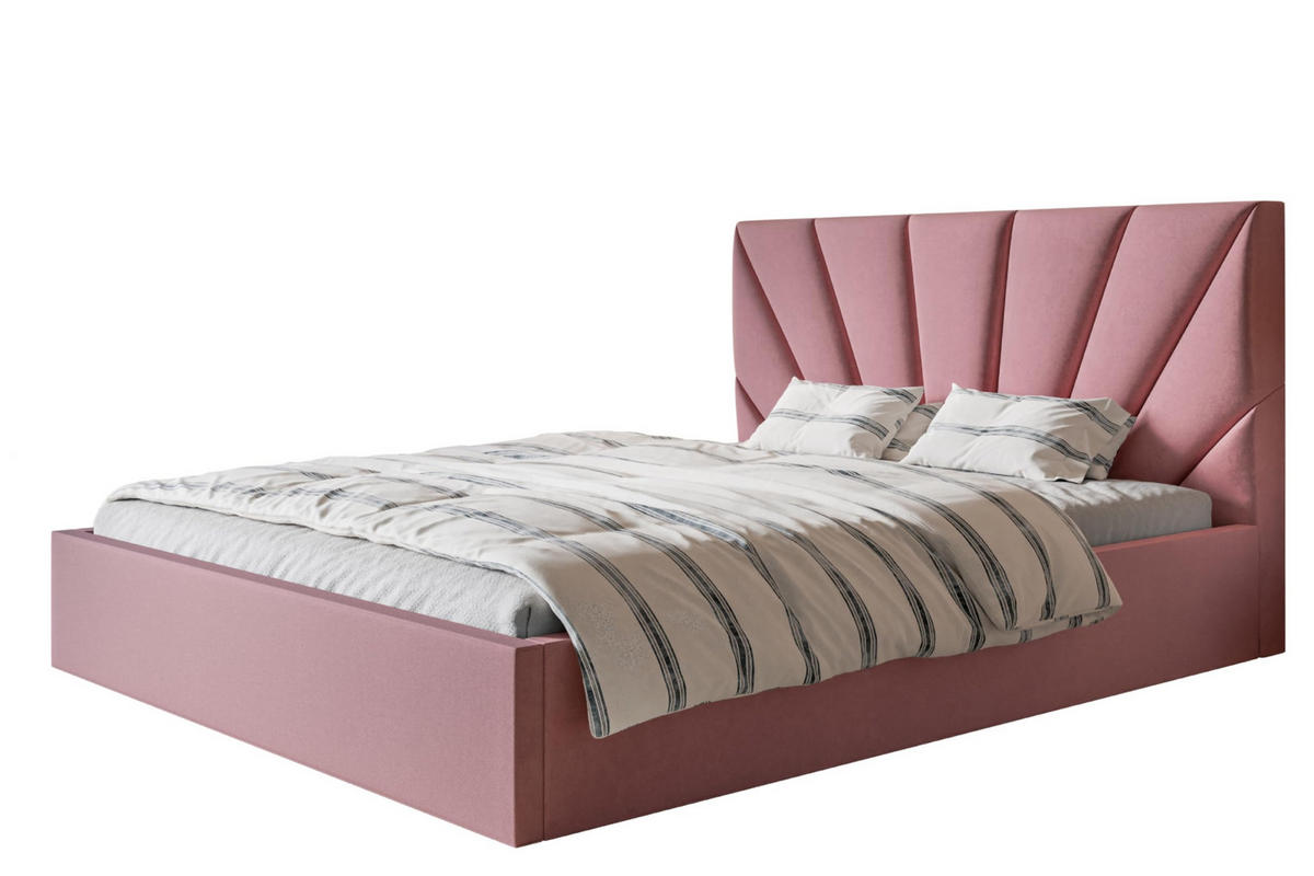 BETT 90x200 - Polsterbett mit Bettkasten und Metallrahmen - Modern Betten - Weicher Jasminstoff - Kollektion Denver, Rosa - Pink, Holz/Textil (90/200cm) - Alpi-Möbel