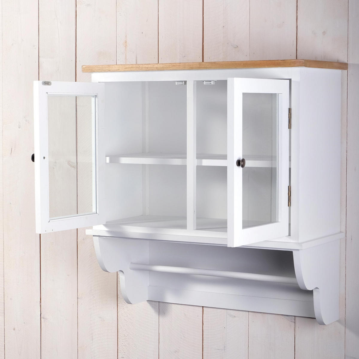 WANDSCHRANK IDA mit Glastür weiß - Weiß, Holzwerkstoff (71/74/31cm) - DESIGN DELIGHTS
