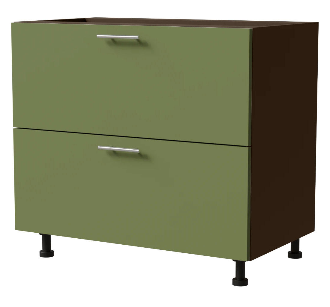 SCHUBLADENUNTERSCHRANK Brerra D2A/90/1A Korpus lava / Front RAL 6025 farngrün Matt 90 / 50 / 82 cm - Dunkelgrau/Grün, Holz/Holzwerkstoff (90/82/50cm) - Feldmann-Wohnen