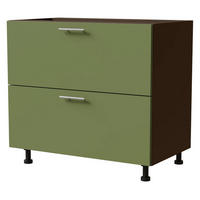 SCHUBLADENUNTERSCHRANK Brerra D2R/90 Korpus lava / Front RAL 6025 farngrün Matt 90 / 50 / 82cm - Dunkelgrau/Grün, Holz/Holzwerkstoff (90/82/50cm) - Feldmann-Wohnen