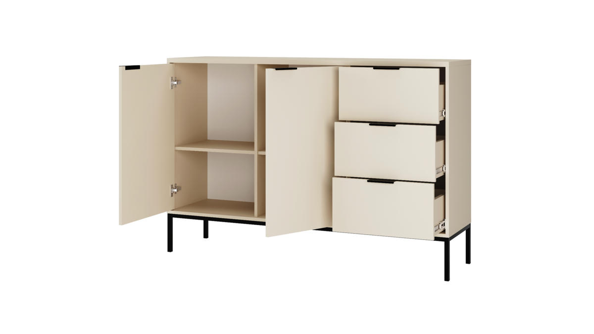 KOMMODE Austin 40/100,4/150 - Kaschmir/Schwarz, Holzwerkstoff (40/100/150cm) - RAUMHIRSCH FURNITURE