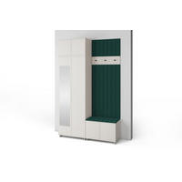GARDEROBE Napoli version 14 mit Spiegel, mit POLSTERPANEELEN Grün - Beige/Grün, Holzwerkstoff (140/225/40cm) - Jerpax