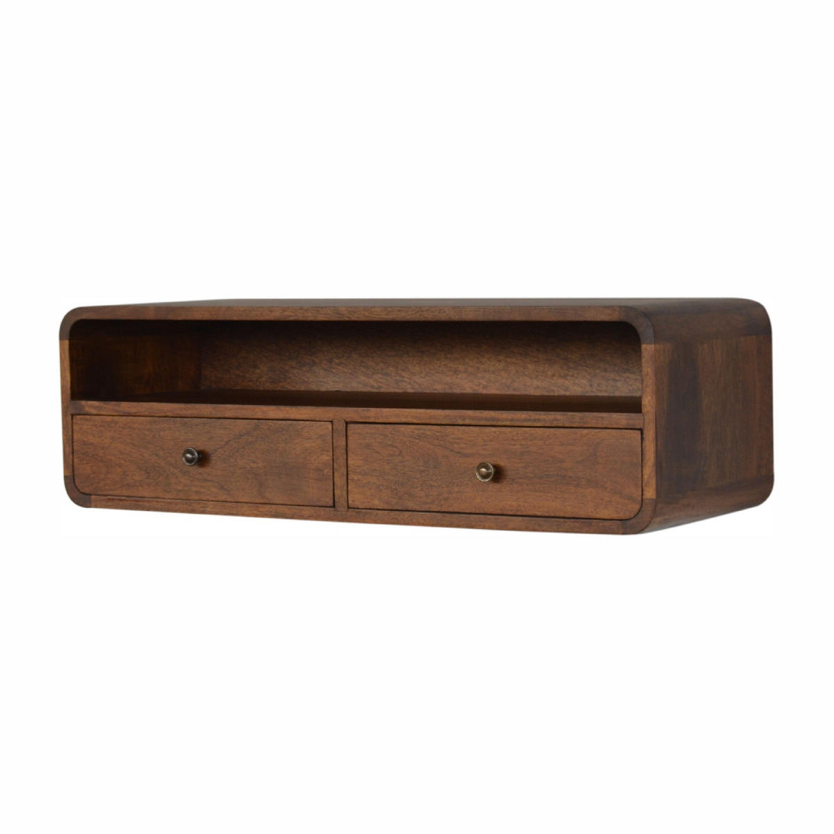 WANDKONSOLE mit 2 Schubladen - Messingfarben/Braun, Holz/Metall (80/25/32cm) - Artisan Furniture