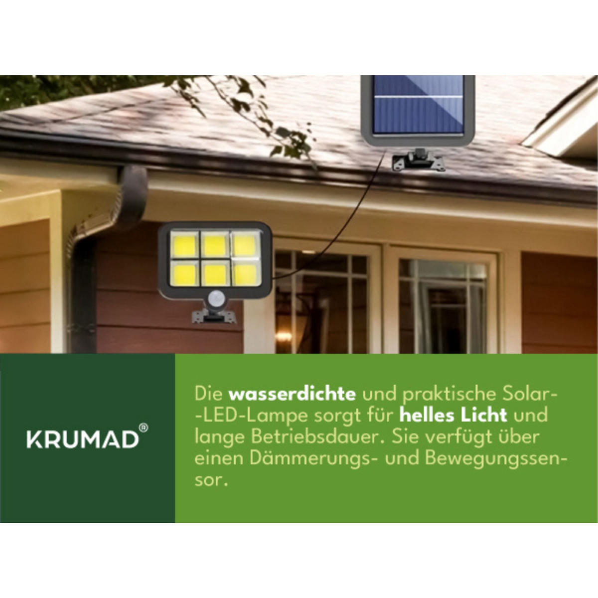SOLARLAMPE für Außen mit Bewegungsmelder - Schwarz, Kunststoff (5/15/10cm) - KRUMAD